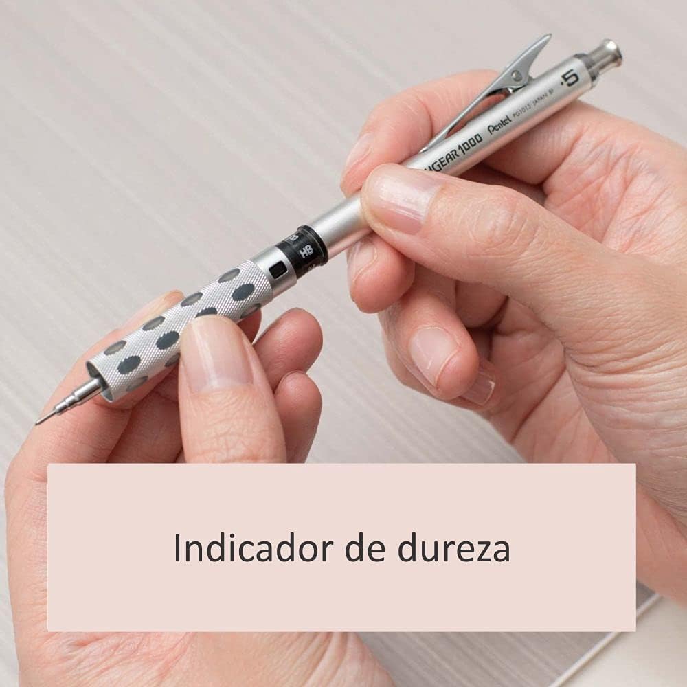 Pentel GraphGear 1000 0.5 Mm Mechanical Drafting Pencil | Metal Clip With Retractable Mechanism | Dual Metal & Rubber Grip | Pack Of 1 | Silver & Black (PG1015)