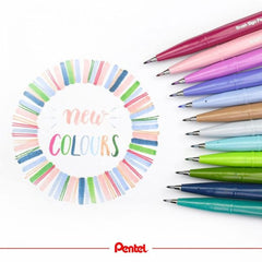 Pentel Brush Sign Pen Ses15C-12 Pastel Colours,Assorted