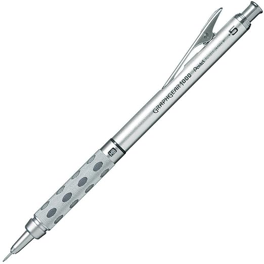 Pentel GraphGear 1000 0.5 MM Mechanical Drafting Pencil | Metal Clip With Retractable Mechanism | Dual Metal & Rubber Grip | Pack Of 1 | Silver & Black (PG1015) Brand: Pentel