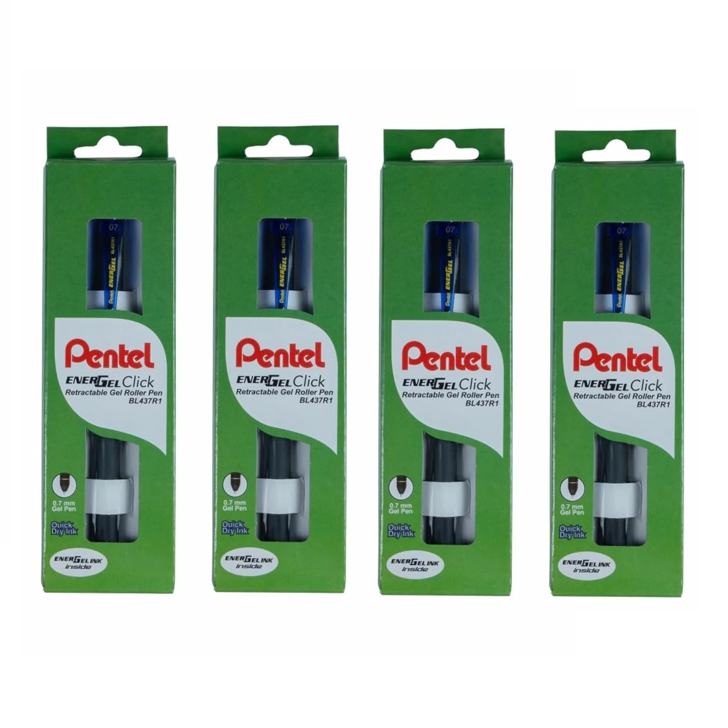 Pentel EnerGel Click Roller Gel Pen - Pack of 4 (BLUE PENS)