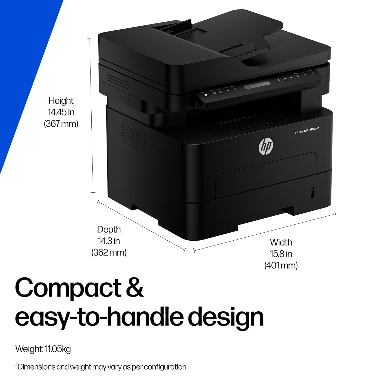 HP 323sdnw Auto Duplex WiFi Laser Printer (New Launch) with ADF, Print Scan Copy, LCD Display, 30 PPM, 256 MB Memory, BlackHP 323sdnw Auto Duplex WiFi Laser Printer (New Launch) with ADF, Print Scan Copy, LCD Display, 30 PPM, 256 MB Memory, Black