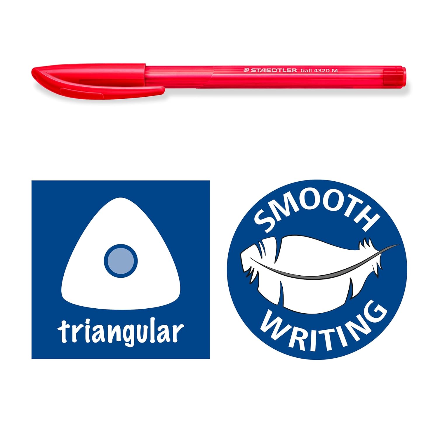 STAEDTLER Triangular Stick Ballpoint Pen, Line Width M Approx. 1.00 mm, for Relaxed Writing, 10 Ballpoint Pens in Assorted Colours in Cardboard Case, 4320 MC10