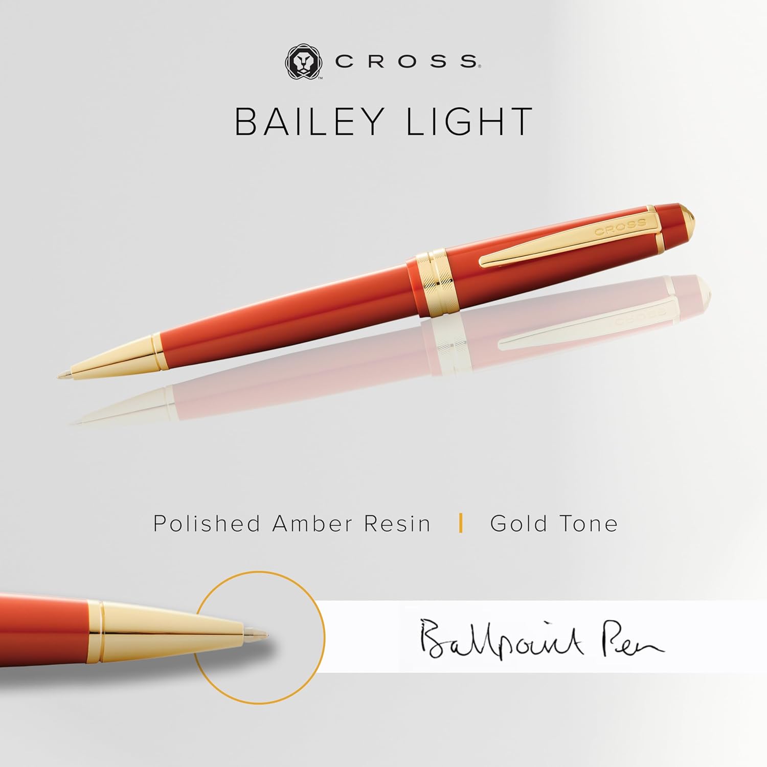 Cross Bailey Light Polished Amber Resin and Gold Tone Ballpoint Pen AT0742-13