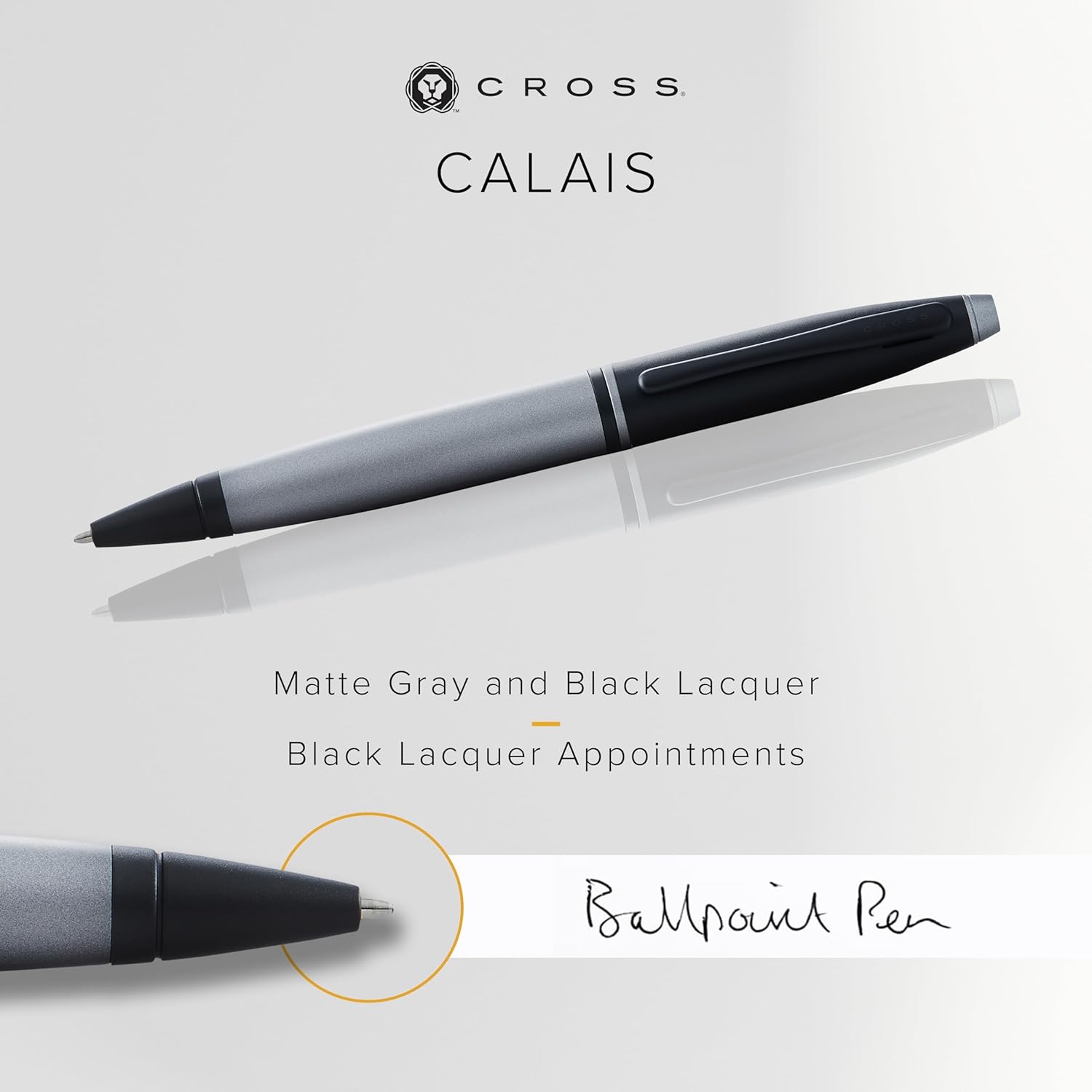 Cross Calais Matte Gray and Black Lacquer Ballpoint Pen AT0112-26