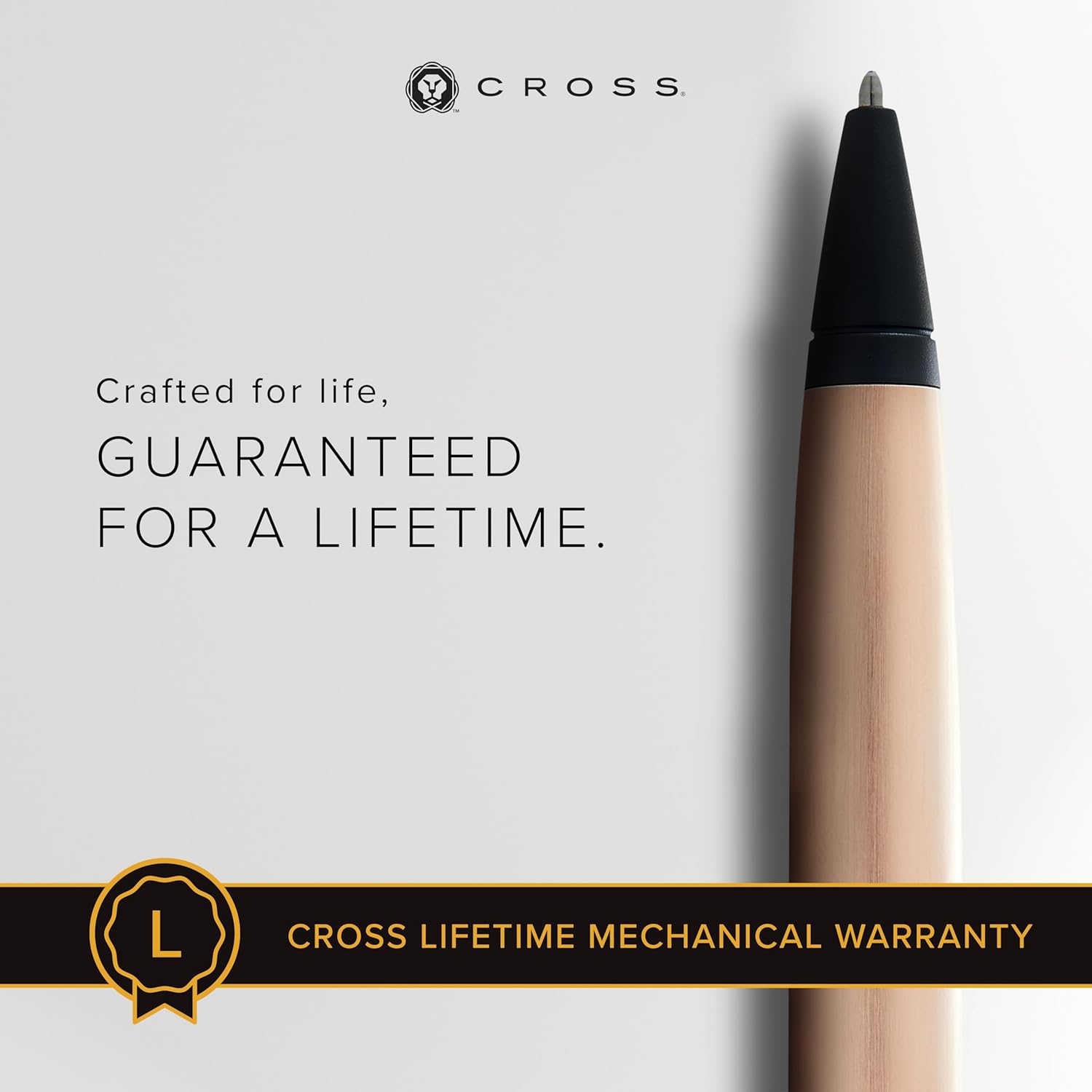 Cross Calais Brushed Rose Gold Plate and Black Lacquer Ballpoint Pen AT0112-27