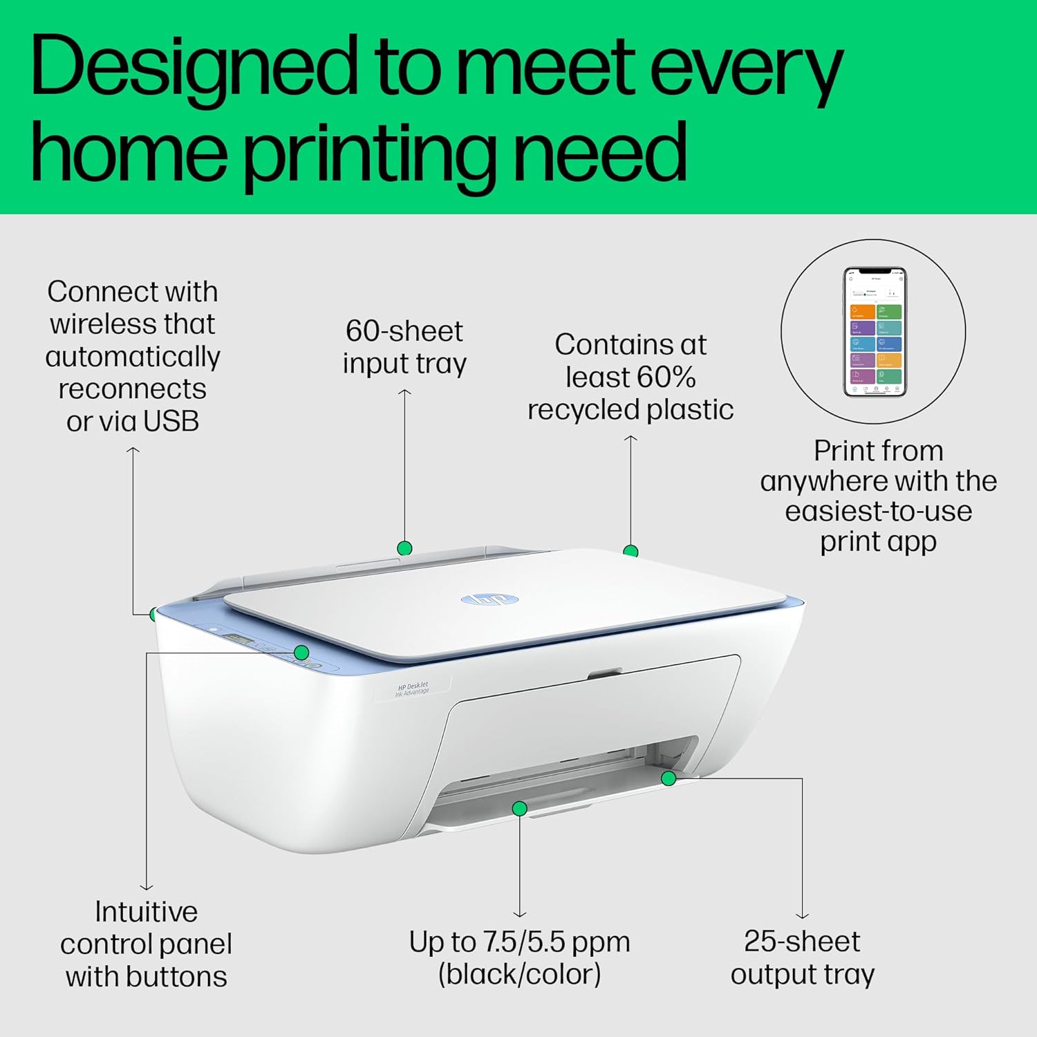 HP Ink Advantage 2878 WiFi Colour Printer - Print/Scan/Copy Ideal for Home