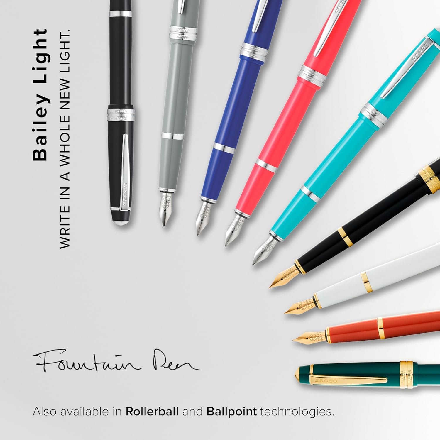 Cross Bailey Light Polished Black Resin Fountain Pen