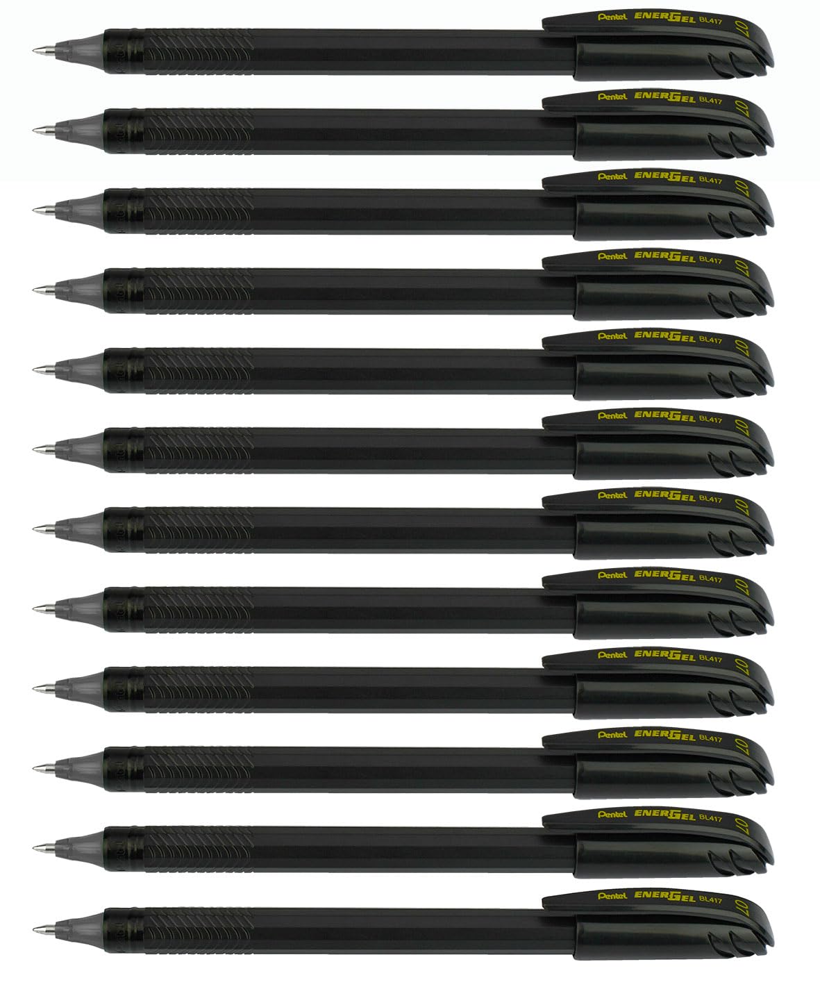 Pentel EnerGel 0.7 MM Roller Gel Pen | Quick Dry Ink For Smudge-Free Writing | Lightweight Gel Pen For Smooth Writing Experience | Black, Pack of 12 (BL417)