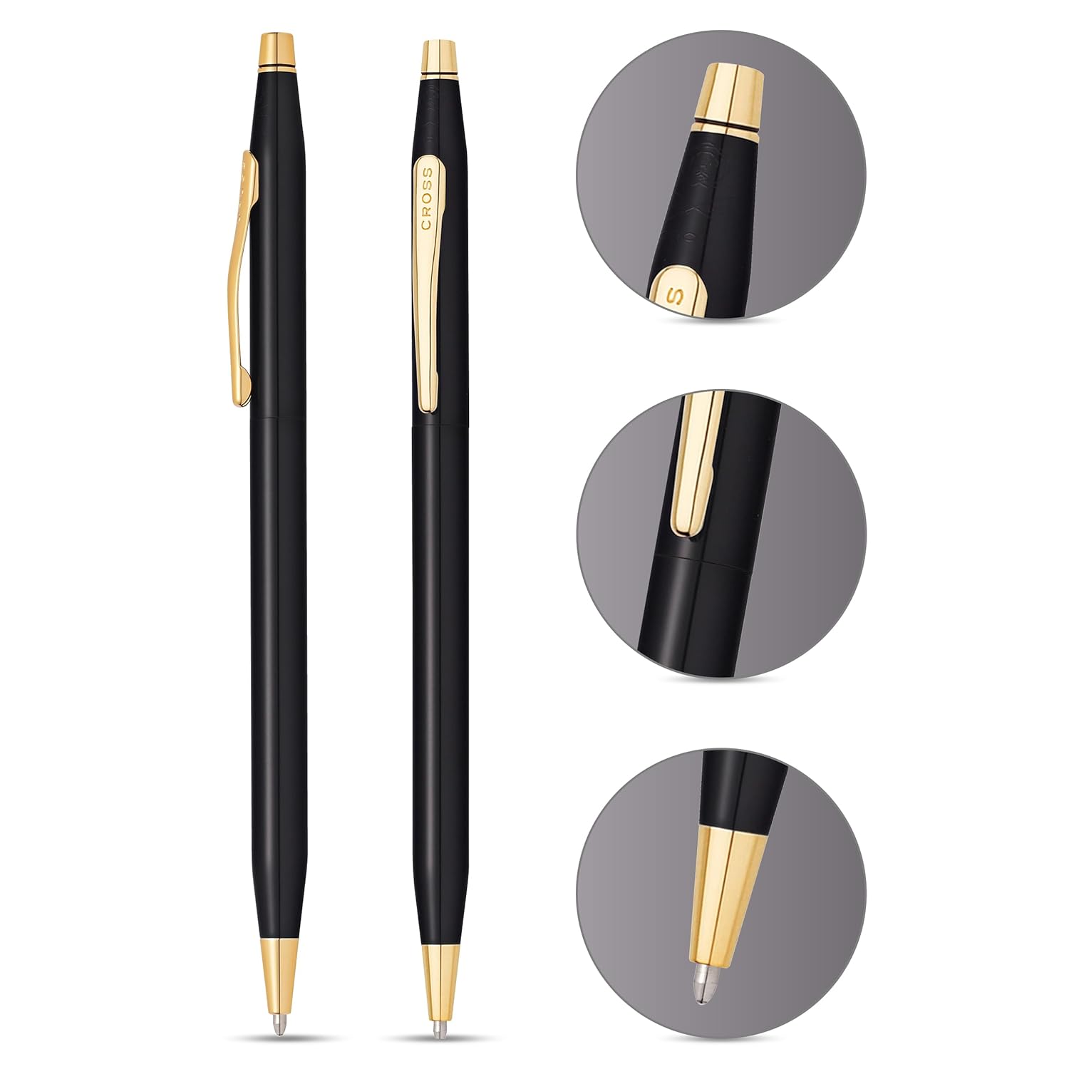 Cross Limited Collection Classic Century Pearlescent Black PVD Barrel and Gold Appointments Ballpoint Pen