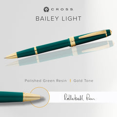 Cross Bailey Light Polished Green Resin and Gold Tone Rollerball Pen AT0745-12