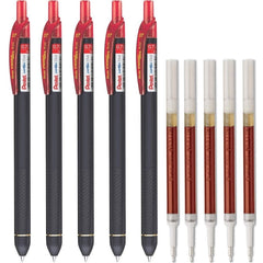Pentel EnerGel Click 0.7mm Metal Tip (EnerGel Click Pen Red 5 & LR7 Refill Red 5) By DTL Company