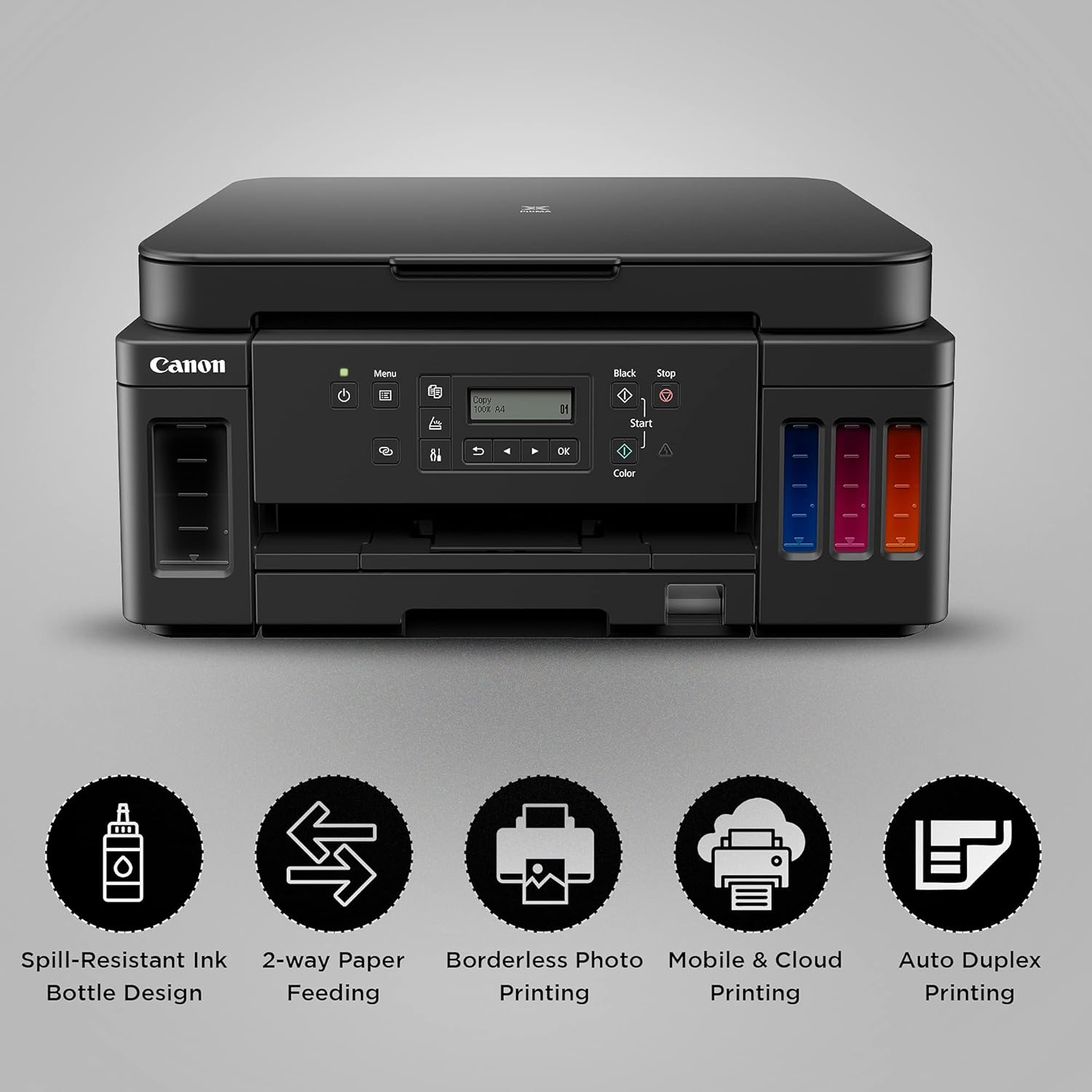 Canon PIXMA MegaTank G6070 All-in-one Wi-Fi Colour Ink Tank Printer with Auto-Duplex Printing and Networking (Black)