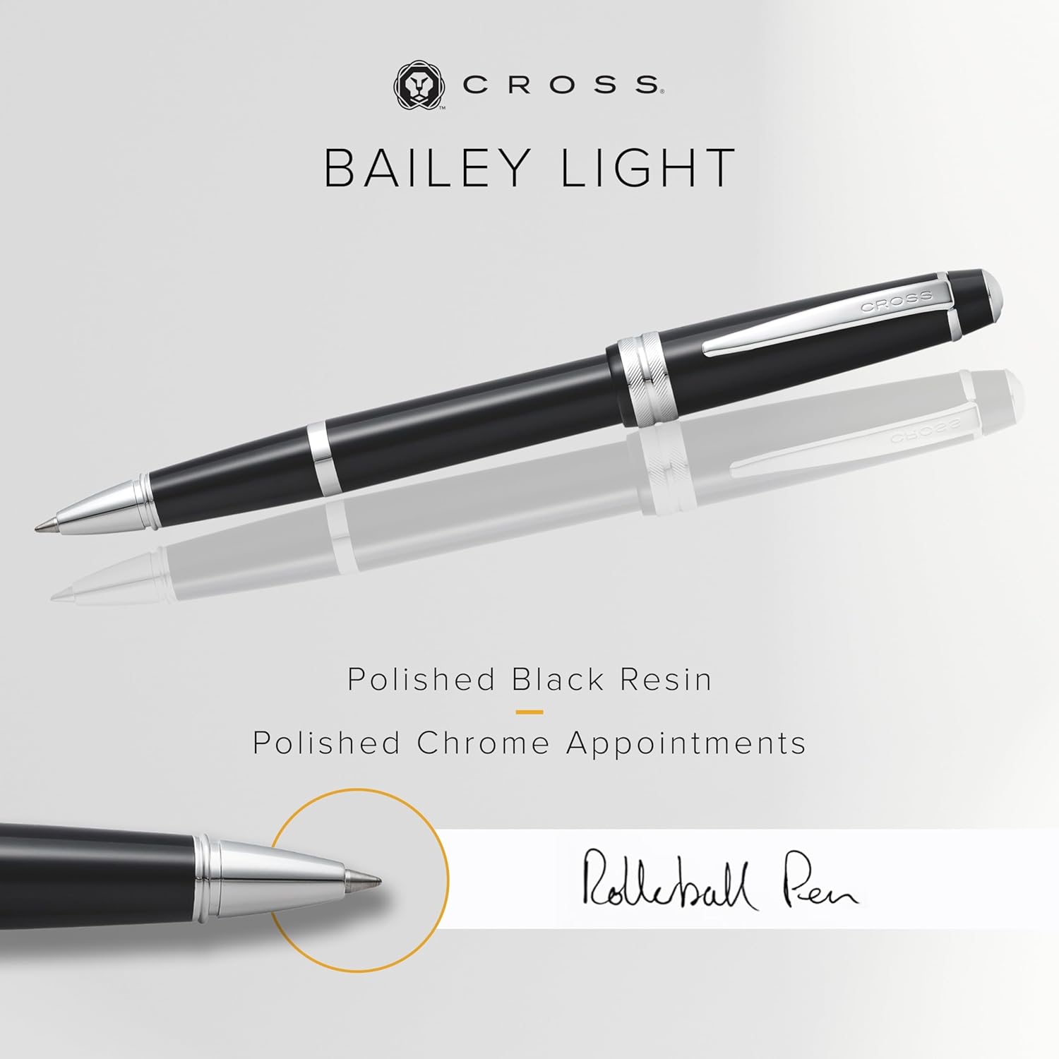 Cross Bailey Light Polished Black Resin Rollerball Pen