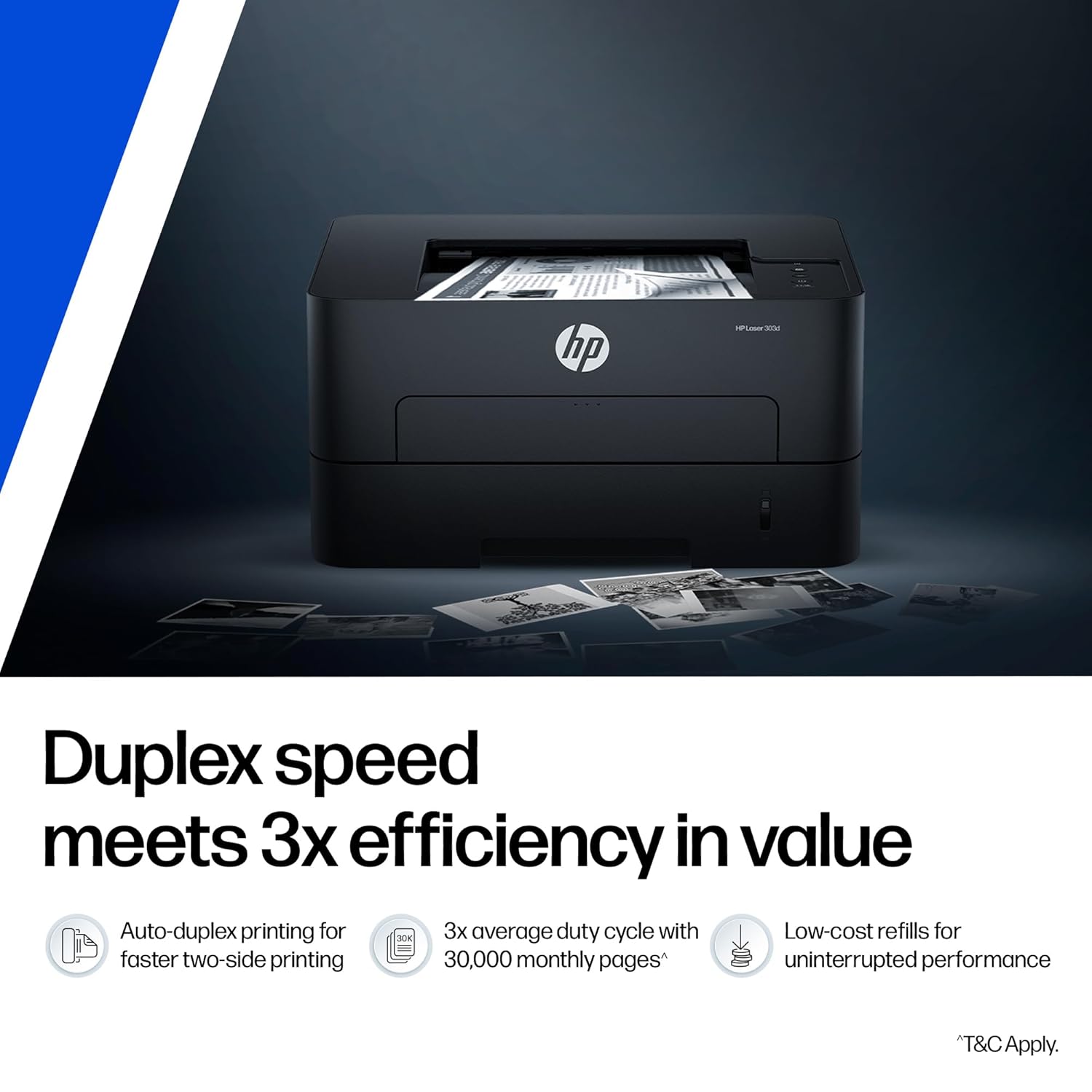 HP 303d Auto Duplex Laser Printer (New Launch), 30 PPM, 256 MB Memory, USB 2.0, Black