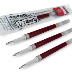 4 x PENTEL Energel 0.7mm Refill Metal Tip LR7 - Fits Energel Xm, BL77/BL57/BL37 - RED