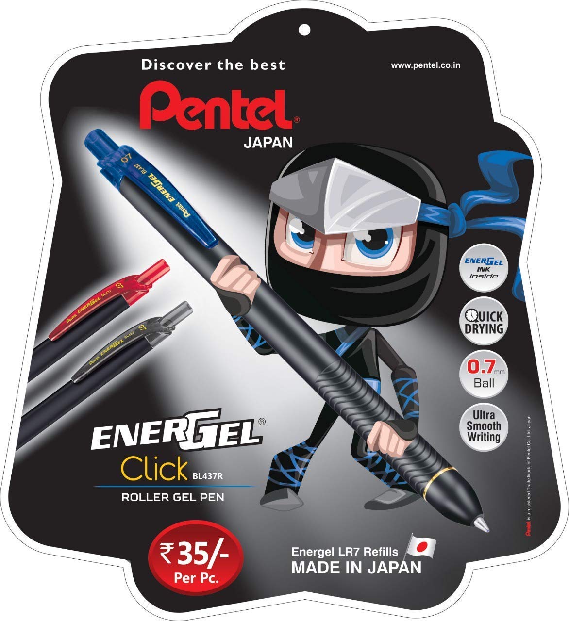 Pentel Energel Click Roller Gel Pen By DTL Company (Red, 10 Pcs)