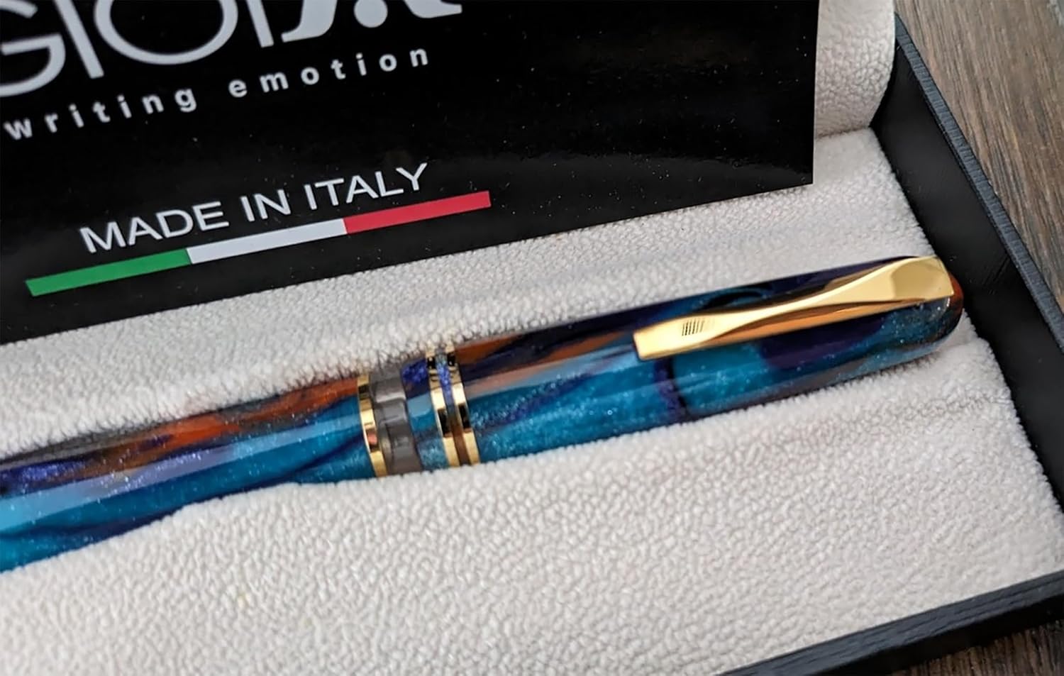 GIOIA Stub Nib Fountain Ink Pen | Metis Iridi | Resin Barrel & Cap with Nib and Trims | Piston Filler