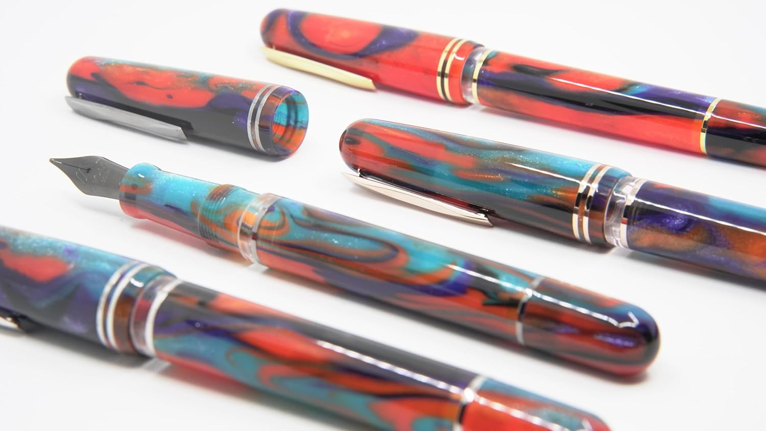 GIOIA Stub Nib Fountain Ink Pen | Metis Iridi | Resin Barrel & Cap with Nib and Trims | Piston Filler