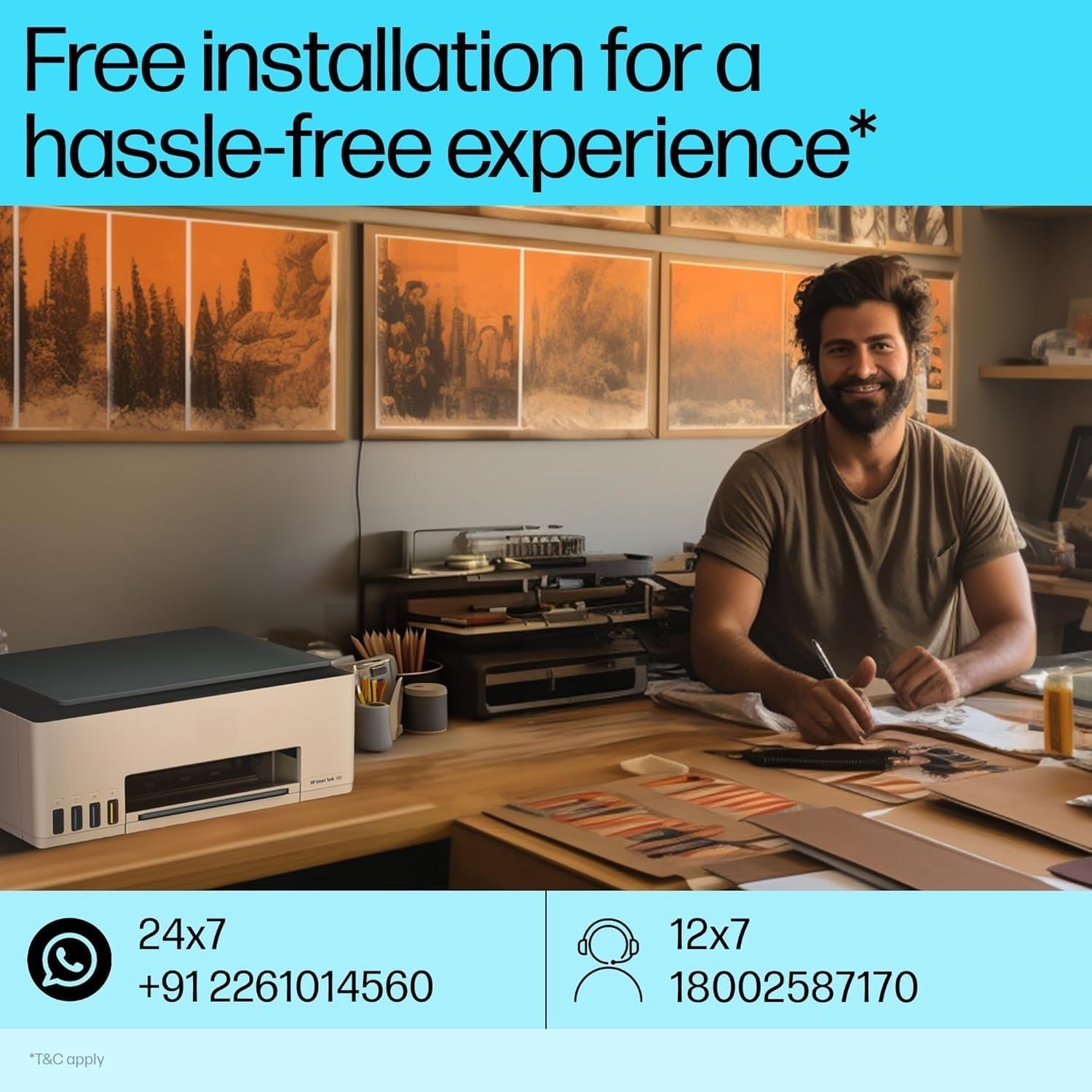 H P Smart Tank 525 All in one Colour Printer (Upto 6000 Black and 6000 Colour Pages Included in The Box). - Print, Scan & Copy for Office/Home