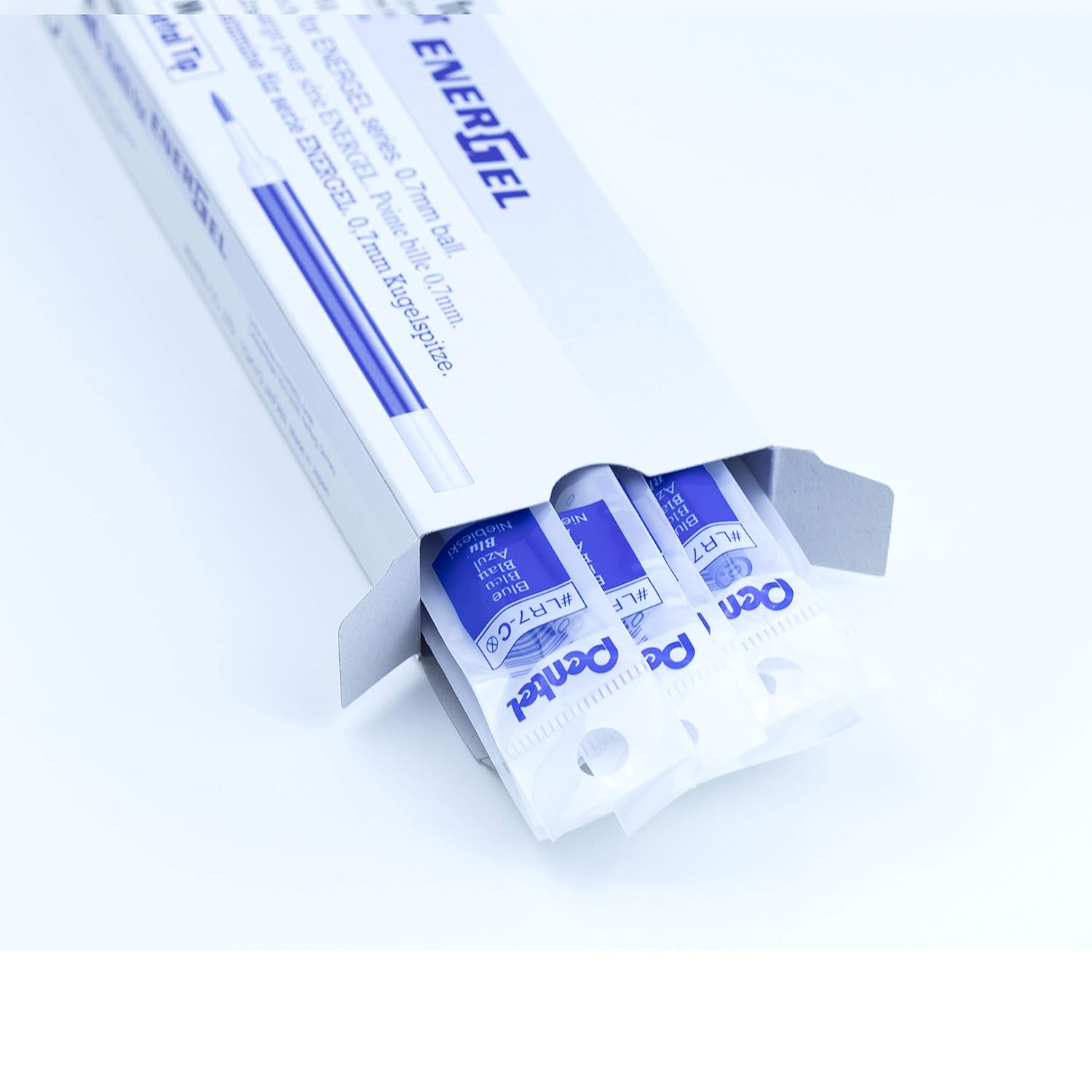 Pentel Energel BL415 Roller Gel Pen & Refills Combo | Quick Drying & Smudge-Proof Ink | 0.5mm Smooth Metal Tip | Set Of 5 Pens & 10 LR5 Refills, Blue Ink