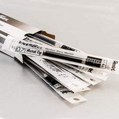 Pentel Energel BL410 Roller Gel Pen & Refills Combo | Quick Drying & Smudge-Proof Ink | 1.0mm Smooth Metal Tip | Set Of 4 Pens & 10 LR10 Refills, Black Ink