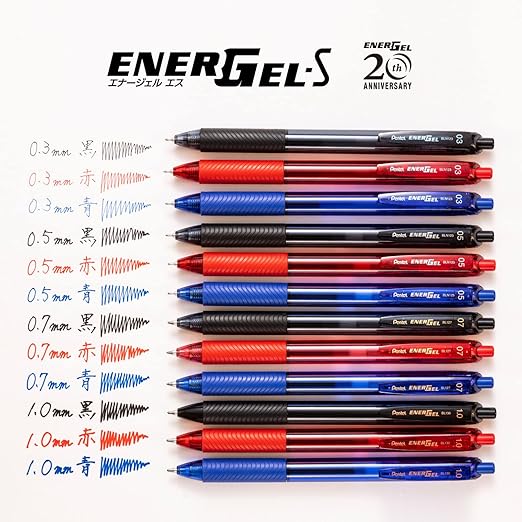 Pentel XBLN125-A10 EnerGel Ink Ballpoint Pen, 0.02 inches (0.5 mm), Black, Pack of 10, 5 Pieces