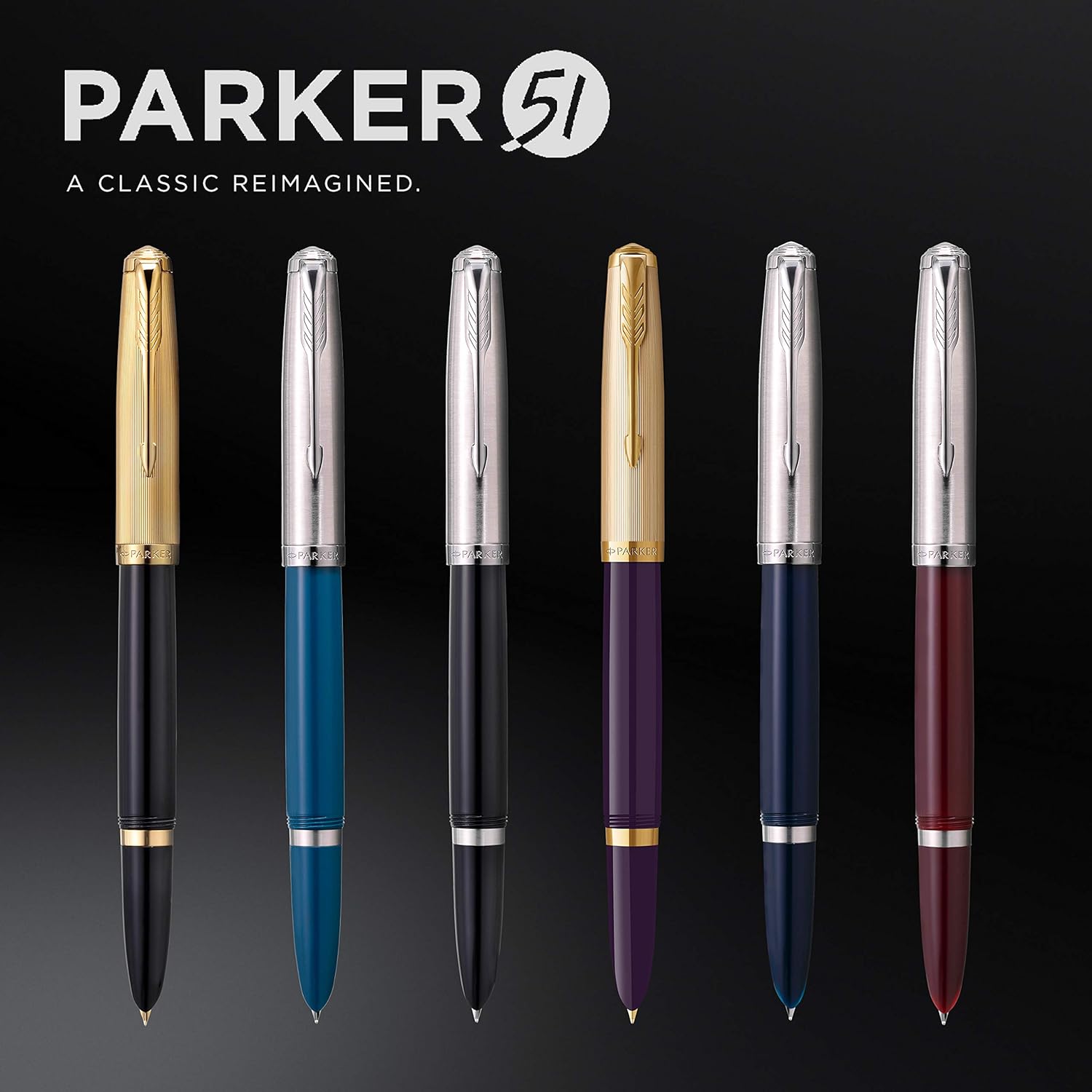 Parker 51 Fountain Pen Deluxe Black Barrel with Gold Trim Fine