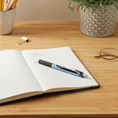 Pentel Energel Knock Ballpoint Pen, 0.5mm Needle Tip, Blue Body with Black Accent (BLN75-A)