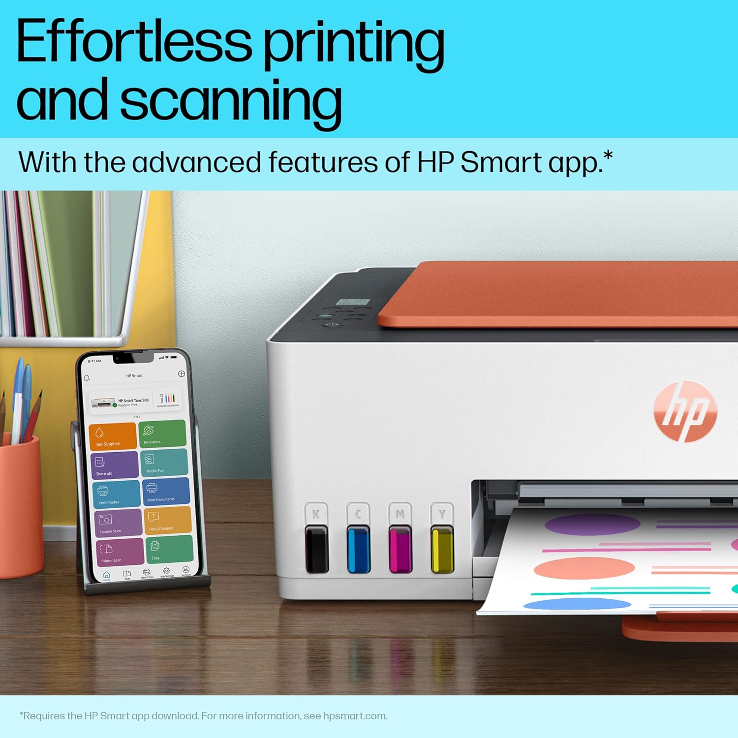 HP Smart Tank 589 All-in-One WiFi Colour Printer |Up to 4000 Black & 6000 Colour Prints I Print,Scan & Copy for Home/Office