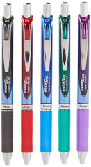 Pentel EnerGel RTX Retractable Liquid Gel Pen, 0.5mm, Metal Tip, Assorted Ink, Pack of 5 (BLN75BP5M)