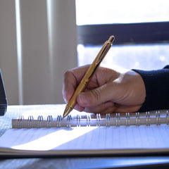 Pentel EnerGel 0.7 MM Roller Gel Pen | Textured Grip With Retractable Mechanism | Classic Design With Golden Metal Body | 1 Pc Blister Pack | Gold Body Blue Ink (BL407)