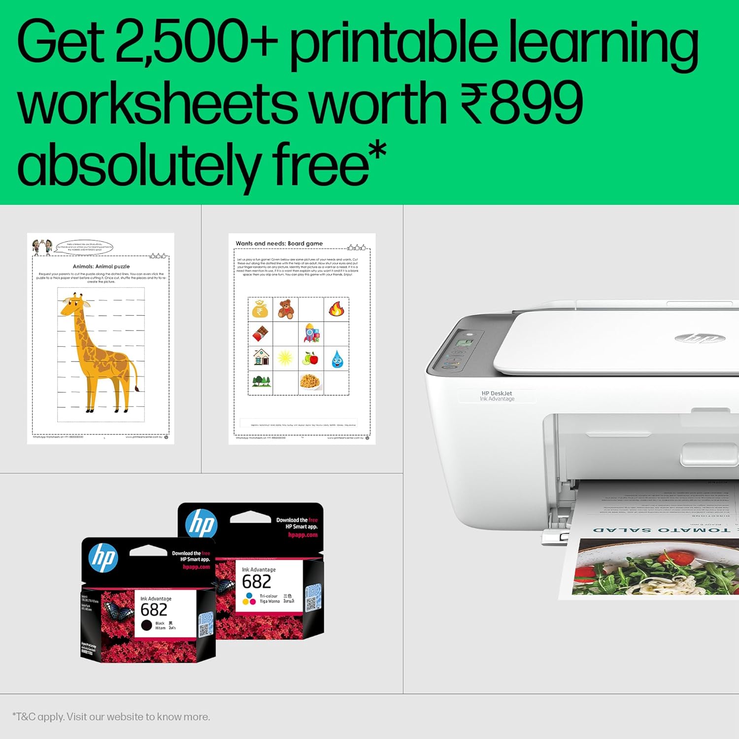 HP Ink Advantage 2876 WiFi Colour Printer - Print/Scan/Copy Ideal for Home