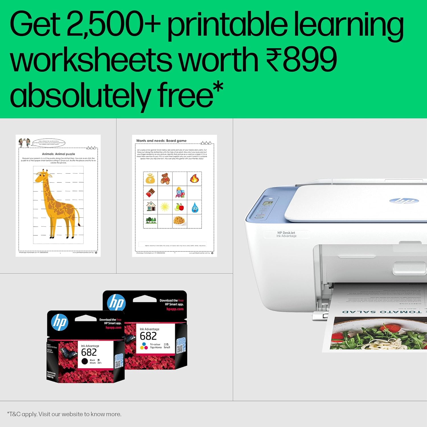 HP Ink Advantage 2878 WiFi Colour Printer - Print/Scan/Copy Ideal for Home
