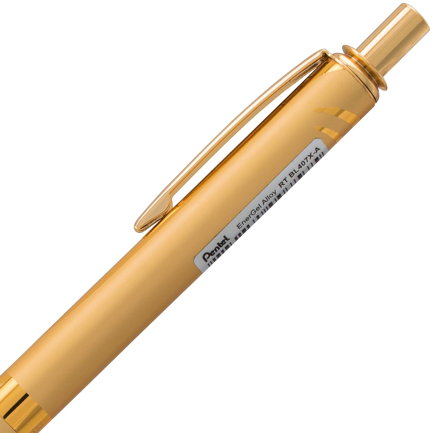 Pentel EnerGel 0.7 MM Roller Gel Pen | Textured Grip With Retractable Mechanism | Classic Design With Golden Metal Body | 1 Pc Blister Pack | Gold Body Blue Ink (BL407)