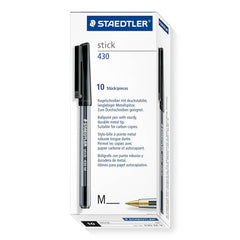 Staedtler Stick 430 M-9 Medium Ballpoint Pen - Pack of 10 (Black)