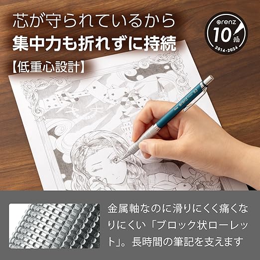 Pentel Mechanical Pencil Olens Metal Grip 02 XPP1002G2-S2 Turquoise Blue