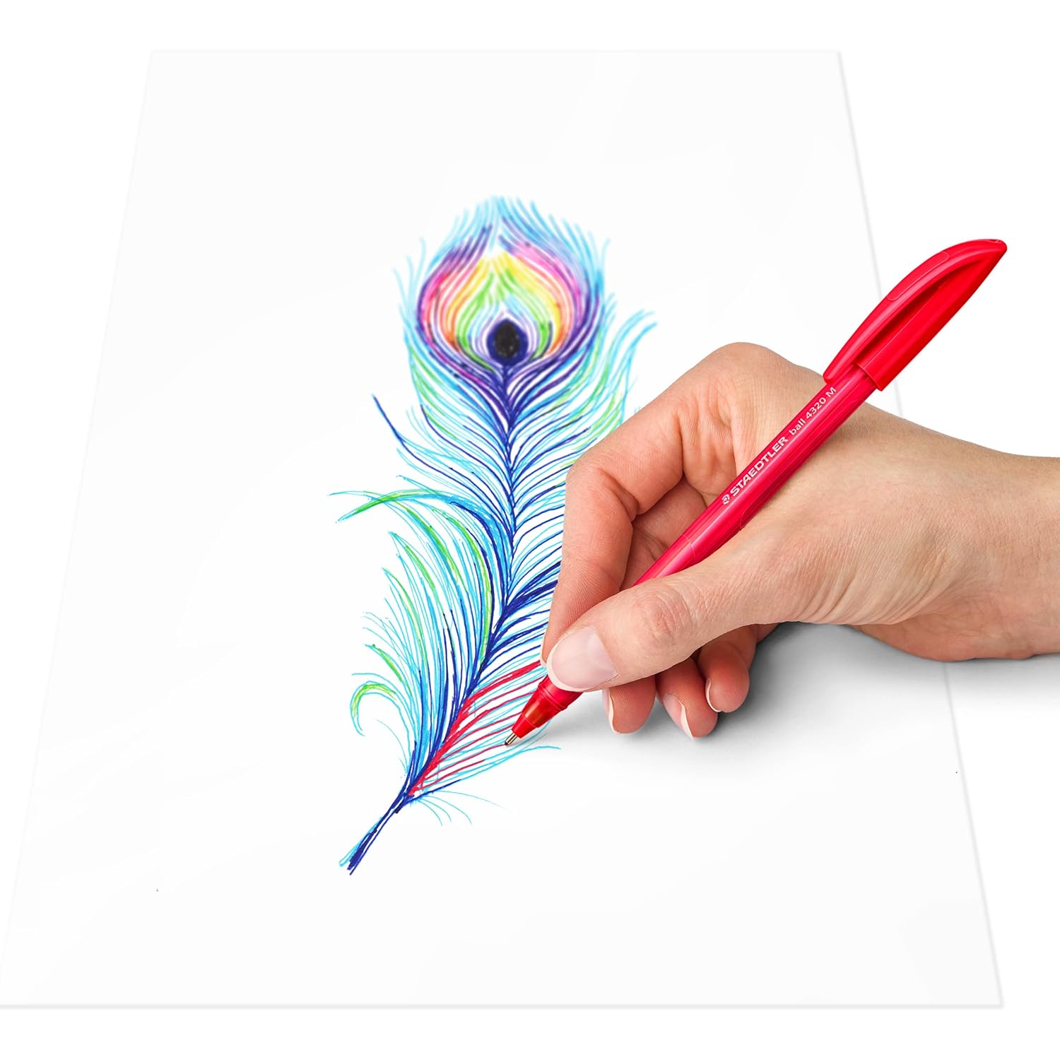 STAEDTLER 4320 M-9 Stick Rainbow Ballpoint Pen - Black (Box of 10)