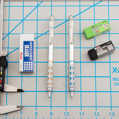 Pentel 0.3 MM Mechanical Drafting Pencil | Metal Clip With Retractable Mechanism | Dual Metal & Rubber Grip | Pack Of 1 | Silver & Brown (PG1013)