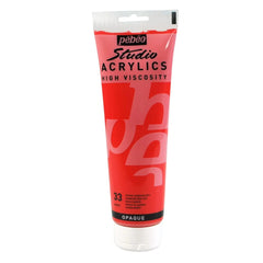 PEBEO HIGH VISCOSITY STUDIO ACRYLICS - CADMIUM RED HUE (33) - TUBE OF 250 ML
