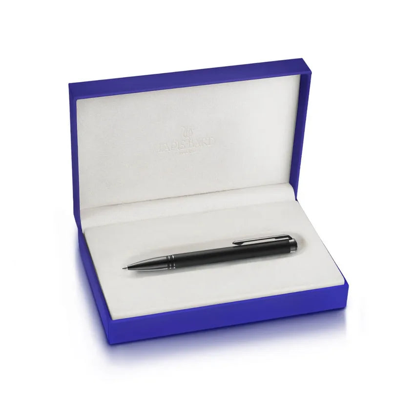 Lapis Bard Contemporary Torque Ballpoint Pen - Matte Black with Shiny Black Trim
