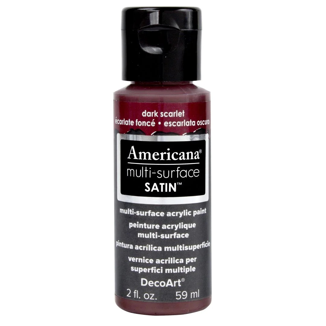 DECOART AMERICANA MULTI SURFACE SATIN ACRYLIC PAINT - 59 ML (2 OZ) - DARK SCARLET (508)