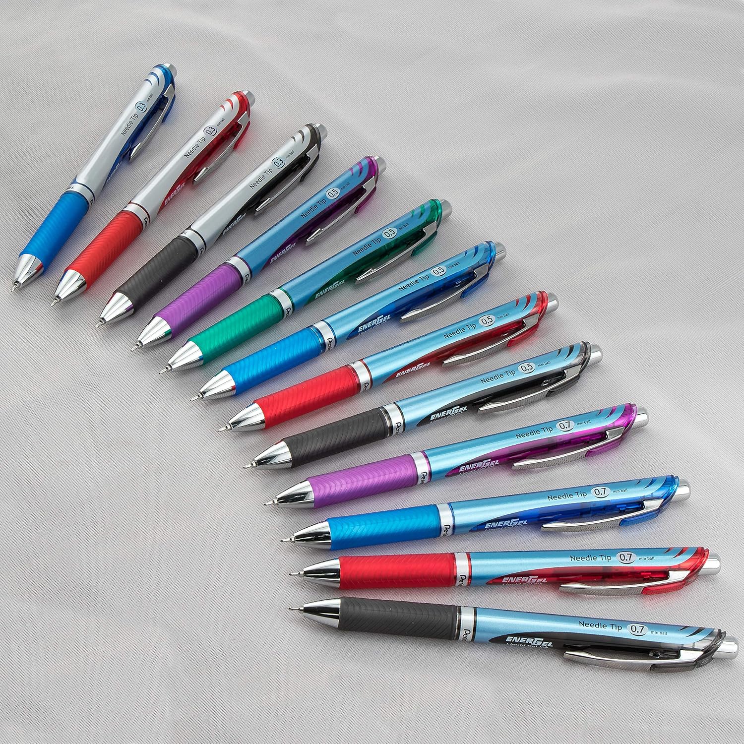 Pentel EnerGel RTX Retractable Liquid Gel Pen, 0.5mm, Metal Tip, Assorted Ink, Pack of 5 (BLN75BP5M)