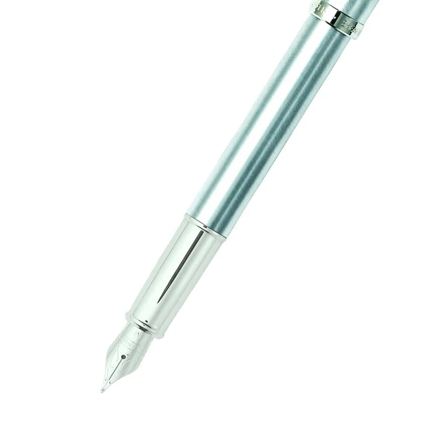 Sheaffer Gift 100 Fountain Pen (Fine) Brushed Chrome with Chrome-Plated Trim