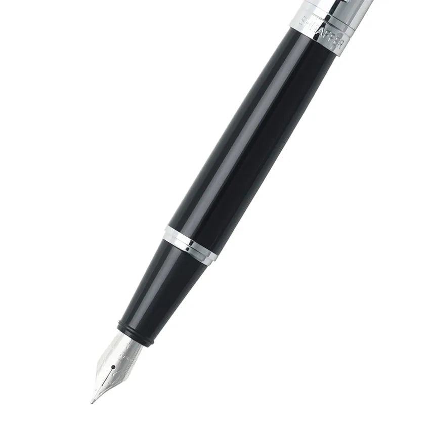 Sheaffer Gift 300 Fountain Pen (Fine) Glossy Black and Chrome with Chrome-Plated Trim