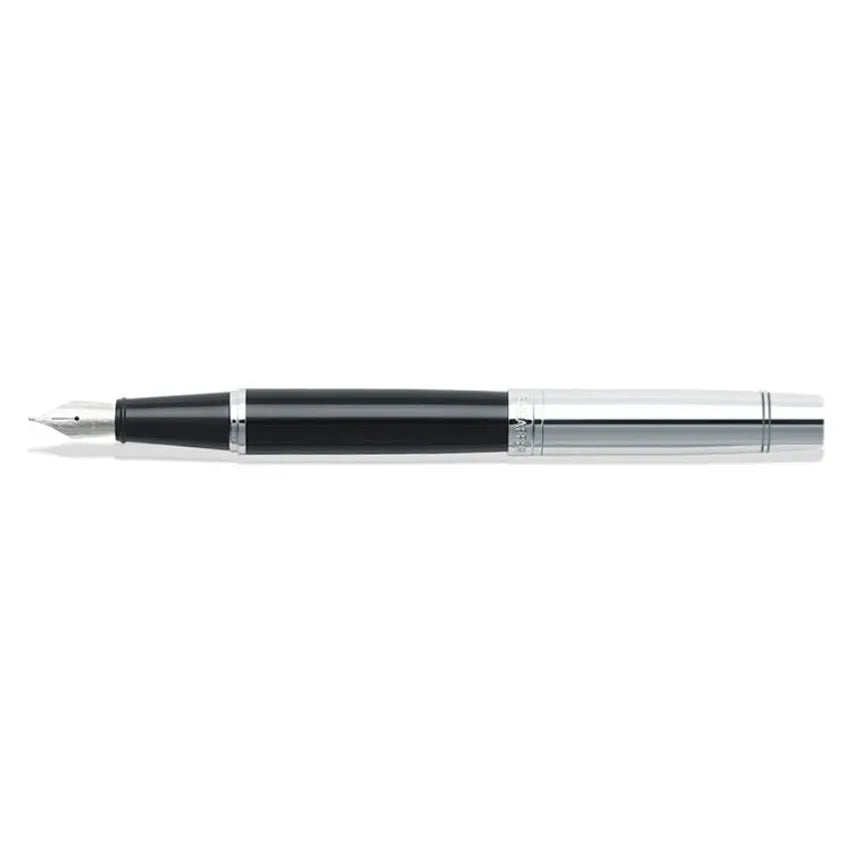 Sheaffer Gift 300 Fountain Pen (Fine) Glossy Black and Chrome with Chrome-Plated Trim