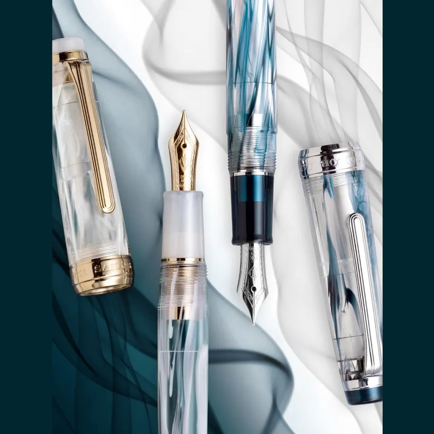 Sailor Professional Gear Veilio Fountain Pen (21K Broad) - Blue Green With Rhodium Trims