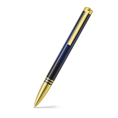 Lapis Bard Gift Set Torque Ballpoint Pen with Ducorium Business Card Holder – Blue with Gold Trims