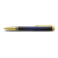 Lapis Bard Gift Set Torque Ballpoint Pen with Ducorium Business Card Holder – Blue with Gold Trims