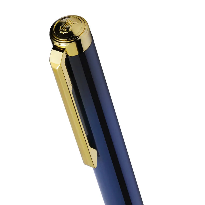 Lapis Bard Gift Set Torque Ballpoint Pen with Ducorium Business Card Holder – Blue with Gold Trims