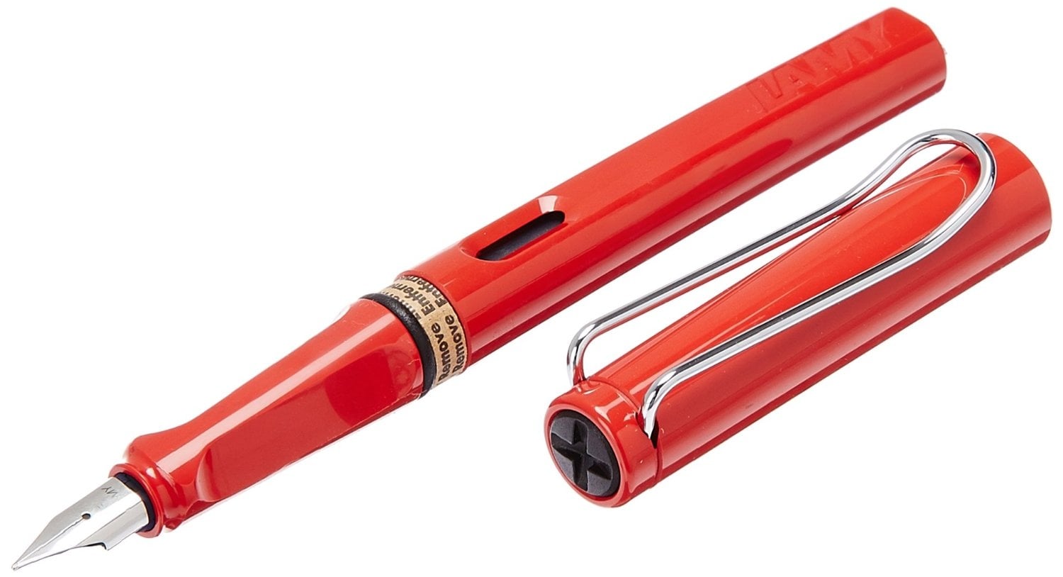 Lamy Safari Red Fountain Pen | Sturdy Plastic, Red | Metal Clip | Ergonomic Grip | Steel Nib, Polished | with Ink Cartridge T 10 Blue | with Converter Z 28
